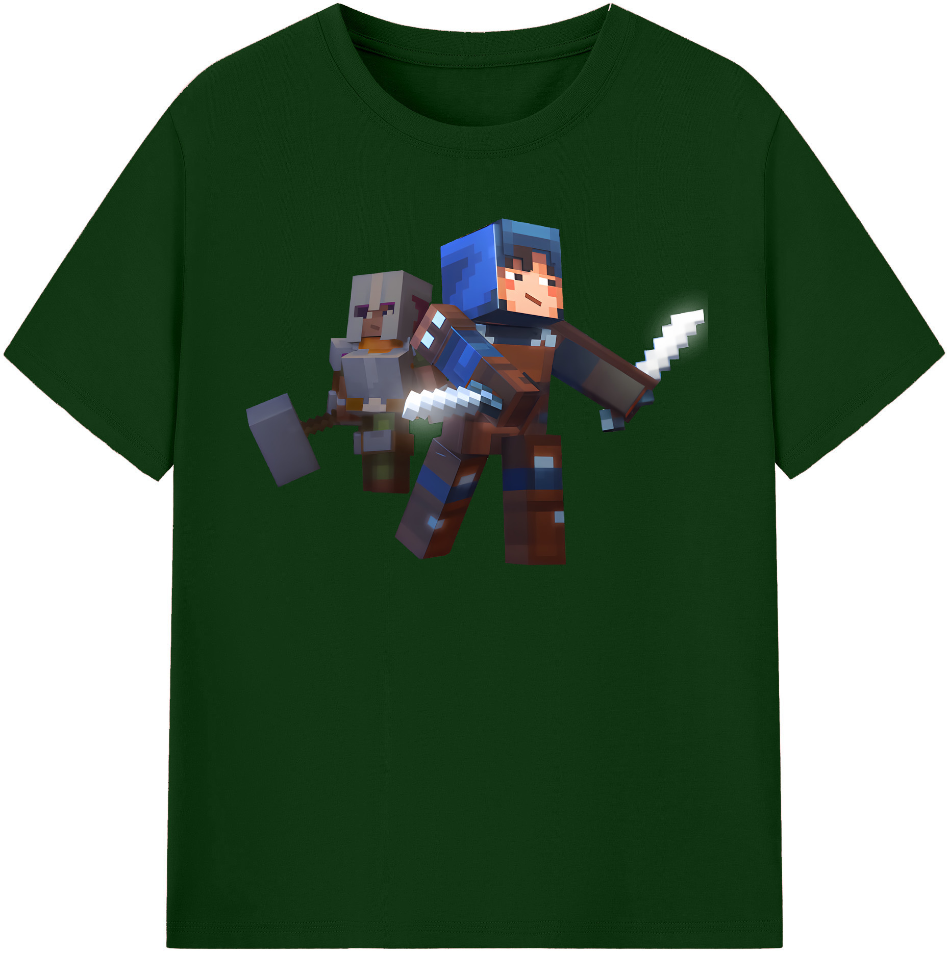 （画像用） マインクラフト ブロックの世界 Minecraft MC Block world 綿100％半袖Tシャツ（フロントプリント）